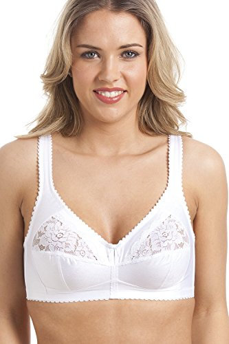 Camille Womens Ladies White Non Wired Floral Satin Half Cup Bra 42D