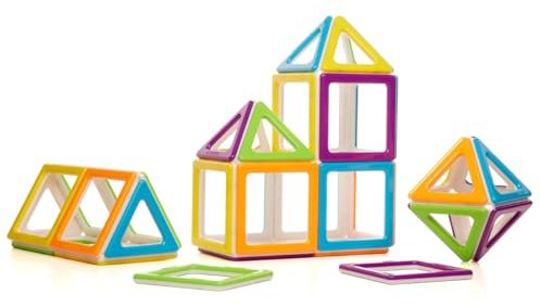 MegaMag Polydron Set - 36 Piece Recycled Plastic Chunky Magnetic Tiles - Brightly Coloured Construction Early Years Toy - Age 3 +