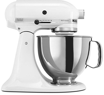 KitchenAid Artisan 5KSM175PSEWH 5 Qt.Stand mezclador blanco con dos cuencos y batidor Flex Edge 220 V, no apto para EE. UU.