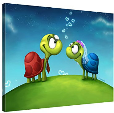 PICANOVA – Turti and Turto 40x30cm – Premium Leinwanddruck – Kunstdruck Auf 2cm Holz-Keilrahmen Für Schlaf- Und Kinderzimmer – Kinder Kollektion Von TooshToosh