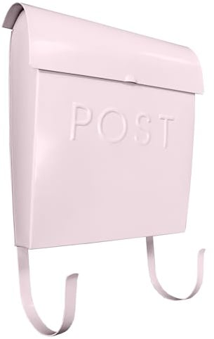 NACH Euro-Wandbriefkasten mit abnehmbarem Zeitungshalter, Metallbriefkästen für Außenwandhalterung, pulverbeschichtete Wandmontage, Briefkästen für außen, 30,5 x 29,5 x 11,4 cm, rosa Briefkasten,