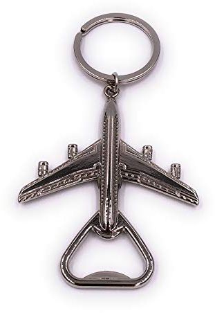 H-Customs Flugzeug Flaschenöffner Silber Schlüsselanhänger Anhänger aus Metall