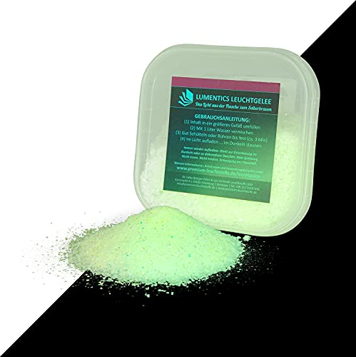 lumentics Gemisch für nachleuchtenden Lichtspeicher - Ergibt 1 Liter im Dunkeln leuchtenden Wasserspeicher mit (Gelb-GelbGrün + Glitzer)
