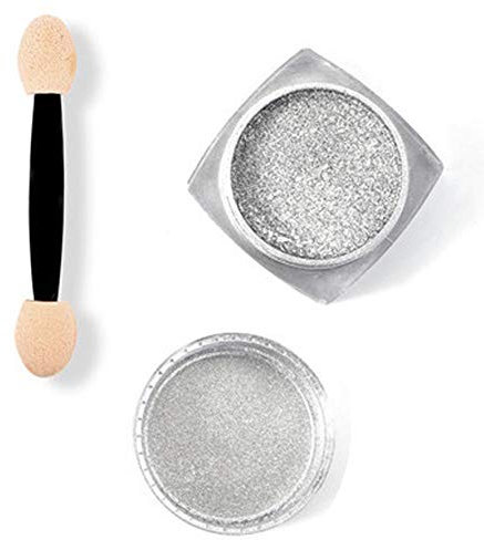Mirror Powder, Nail Powder 3D Plating Nail Art Glitter Dust Holographic Laser Powder Nail Glitter Neon DIY Bling Shinning Chrome Pigment Manicure Gel Nail Decoration Beauty Design Amaone (Silver)