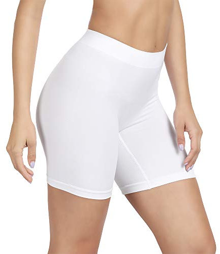 SIHOHAN Radlerhose Damen kurz, Unterhosen mit Bein Boxershorts Damen Kurze Leggings Shorts, Unterziehhose Hose unter Kleid Radler Unterwäsche, hohe Taille und Bequem(1 X Weiß,S)
