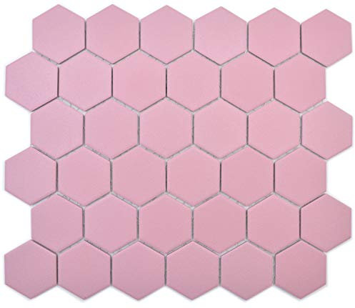 Azulejos de mosaico de cerámica hexagonal, color rosa viejo y antideslizante para pared de bañera, plato de ducha, revestimiento de pared para azulejos de cocina