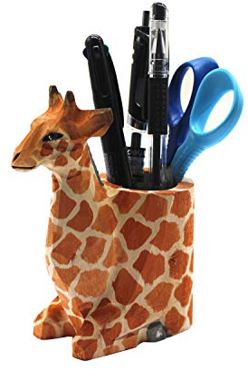 TANG SONG Kreative Holzschnitzerei Giraffe Handwerk Stift und Bleistift Halter Büro Schreibtisch Zubehör Organizer Bleistift Cup