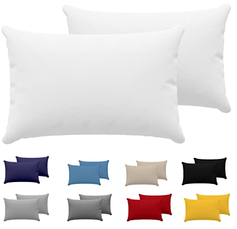 Dreamzie Kissenbezug 50 x 70 cm (Set mit 2) - 100% Jersey Baumwolle 150 g/qm Kissenbezüge -Weiß - Für Kissen 50 x 70 cm - Kissenhülle - Kissenbezug - Resistent und Hypoallergen