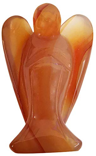 Lovionus89 Natürlich Karneol Wächter Engel Statue, Handgeschnitzt Stein Heilung Kristall Tasche Figuren Dekoration, 5CM