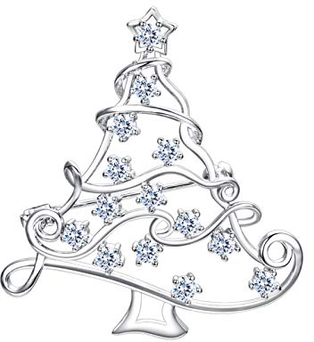 BAJIE Brosche Weihnachtsbaum Brosche Damen Abzeichen Pin Kristall vergoldete Party Schmuck Geschenk Mode
