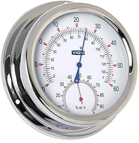 Delite A130th Vion Thermometer Hygrometer Edelstahl 150 mm x 42 mm