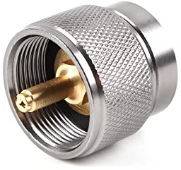 Adaptador de propano a butano, portátil, 1 LB, propano pequeño, entrada del depósito EN417, salida de válvula lindal, camping, gas, combustible, adaptador de recarga para senderismo al aire libre