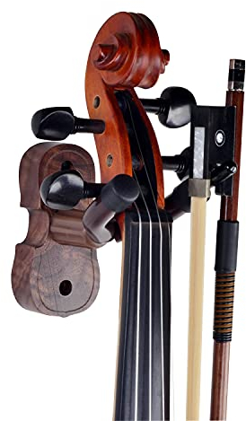 Violine Viola Wandhalterung,Violine Viola Haken,Black Walnut Violine Halter,mit Bogenhaken,Home & Studio Wandhalterung Violine Kleiderbügel(Black Walnut)