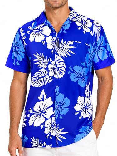 King Kameha Hawaii Hemd Männer - Tropisches Hawaiihemd Herren Kurzarm mit Hibiskus-Print & Aloha-Muster