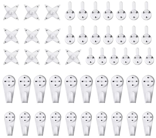 50Pcs Traceless Photo Hook Picture Hanging Hooks No Nails Hooks Photo Frame Hanger Hook White Non-Trace Hard Wall Hanger Hook Picture Hooks No Nails for Hanging Frames on Hardwall Drywall Plasterboard