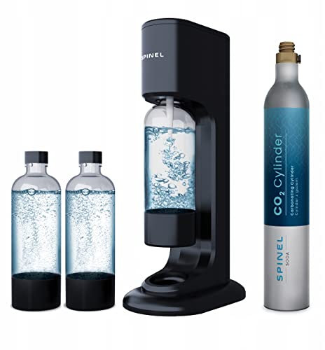 Spinel Wassersprudler BubbleON mit CO2 Zylinder, 2x 1L Kunststoff-Flasche, Farbe: Schwarz