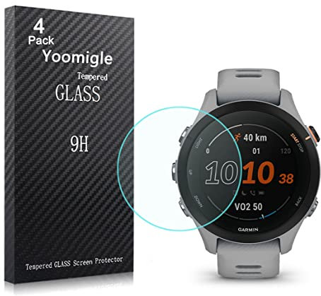 Yoomigle 4 Pack Compatible with Garmin Forerunner 255S Screen Protector Tempered Glass for Garmin 255 S Smartwatch Screen Protectors Cover Foils Glass Anti-Scratch Anti-Fingerprint No Bubble