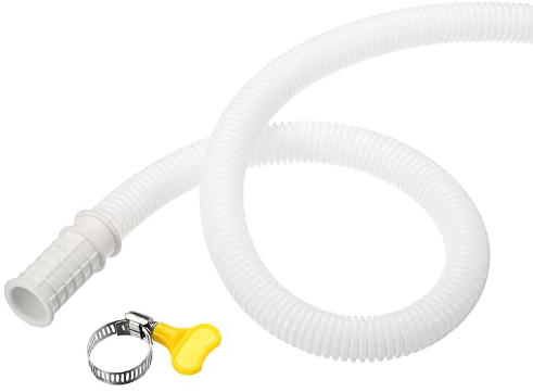 sourcing map Universal-Klimaanlagen-Ablaufschlauch 16 mm ID 6,6 Fuß mit Klemme für Klimaanlagen Waschmaschine, weiß