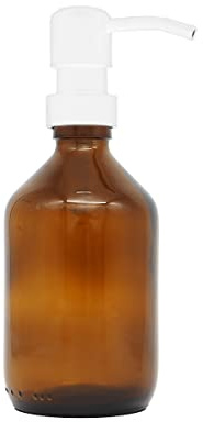 A Good Smile DIY Glas Seifenspender Edelstahlspender 250ml mit Aufkleber zum selbst gestalten Braun/Weiß