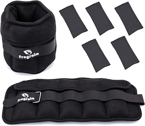 Fragraim Gewichtsmanschetten, Verstellbares Gewichte für Beine und Arme, 0,2 kg-1 kg (pro Knöchel)/0,4 kg-2 kg (pro Paar), (2er Packungen), Handgelenk Gewichte, Knöchelgewicht - Schwarz