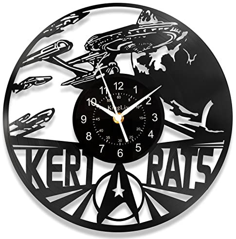 NOTRAK 30,5 cm Vinyl-Schallplattenuhr, Star Trek-Wanduhr, Sci-Fi-Filme, Wandkunst, Heimdekoration, runde Schwarze Uhren, Geschenke für Star Trek, Fans für Herren, Kinder, Ehemann, Geburtstagsgeschenk