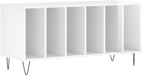 vidaXL Mobile Porta Dischi Bianco Lucido 100x38x48cm Legno Multistrato