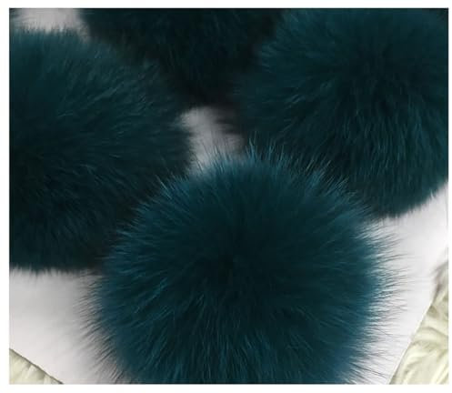 Egurs 2 Stücke Kunstfell Bommel Pompon Fellbommel Fuchspelz Flauschige Pompons Ball DIY Bunte Bommeln bälle für Mützen Tasche Schals Schlüsselanhänger Dekoration Zubehör,9cm Seeblau 2 Stück