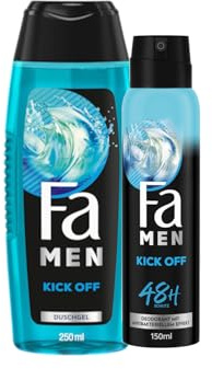 FA Men 2in1 Duschgel Kick Off (1 x 250 ml) 2in1 Formel für Haare & Körper & Deospray (1x 150 ml) mit intensiven, maskulinfrischen Duft von Eukalyptus und aquatischer Minze