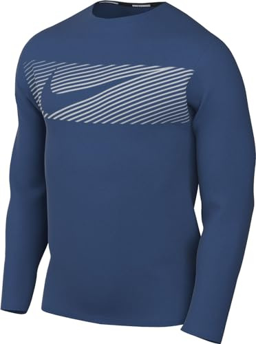 Nike Herren Top M Nk Df Uv Miler Top Ls Flash, Court Blue/Reflective Silv, FB8552-476, S