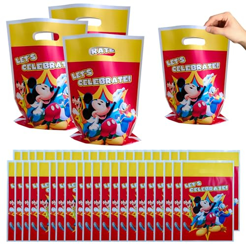 50 Pezzi Sacchettini Compleanno Bambini Mr. Mickey, Sacchetti Regalo, Sacchetto per Caramella,Borsa di Regalo per Feste di Compleanno di Natale, Feste a Tema 25 x 16 cm