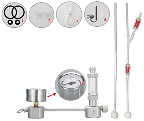 Medidor regulador de CO2 DIY CO2 Kit de sistema de generador acuario CO2 Difusor del contador de burbujas generador con válvula solenoide for el crecimiento de las plantas acuáticas para cerveza de ba