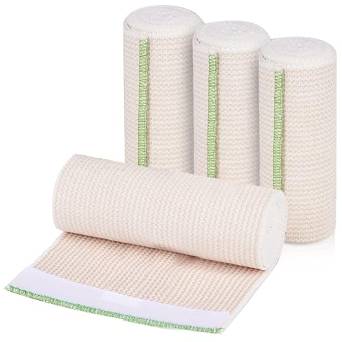 Bandages élastiques de compression 15 cm x 4.5 m lavable et réutilisable pour Bras de Support de Cheville Jambe Coffre blessures 4Pcs