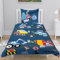 INTOMENG Daunen Bettbezug Reißverschluss 140x200cm Kinderjunge mit 1 Kissenbezug 65x65cm Bettwäsche Set 1 Person 3D Auto Gelb Sommer Daunen Bettbezug Microfiber