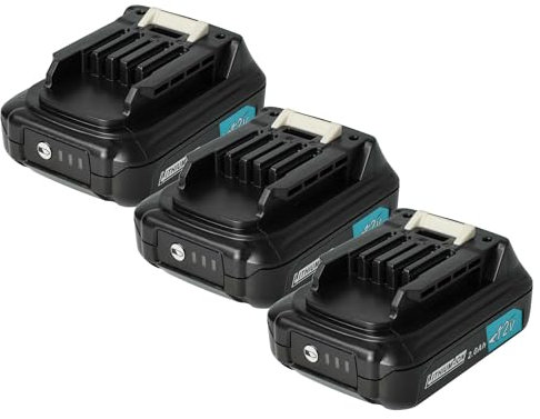 vhbw 3X Akku kompatibel mit Makita DMR108, DF333DSAX6, DS032, DMR202, DMR107 Baustellenradio, DMR110 Werkzeug (2000 mAh, Li-Ion, 12 V)
