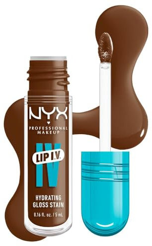 NYX Professional Makeup Feuchtigkeitsspendender Lipgloss und Lip Stain, Bis zu 12 Stunden Pflege, Lip IV Hydrating Gloss Stain, Farbe: Cocoa Quench!