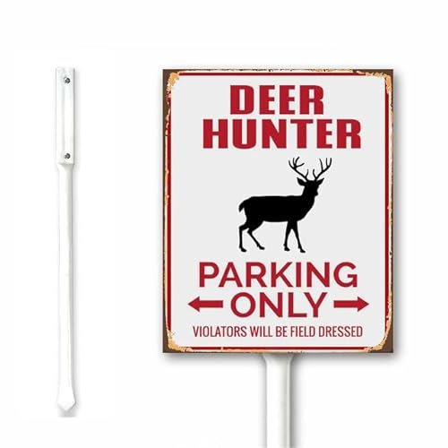 Weihnachtsschild, Motiv: Hirsch, Jäger, Parkplatz, Weihnachten, Outdoor-Dekoration, Urlaub, Rasen und Hof, Dekoration, 18 x 22 cm, stabiles Aluminiumschild, einfache Montage