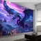 Tapete Fototapete 3d Effekt Fantasie Magischer Drache, Tapeten Wandekoration Wohnzimmer Schlafzimmer Büro Flur Vliestapete Wandtapete Bildtapete Wand Dekoration 400 x 280 cm, Blau,Lila
