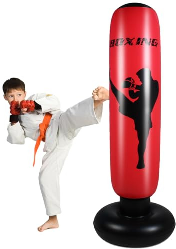 67 Inch Punching Bag for Kids, Inflatable Boxing Bag for Kid,Inflatable Dummy, Inflatable Punching Bag, De-Stress Boxing Bag for Kids,Red.