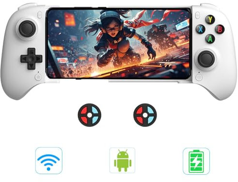 8Bitdo Ultimate Mobile Gaming Controller para Android, Controlador de Teléfono Bluetooth para Android con Joysticks de Efecto Hall y Gatillos Hall (Blanco)