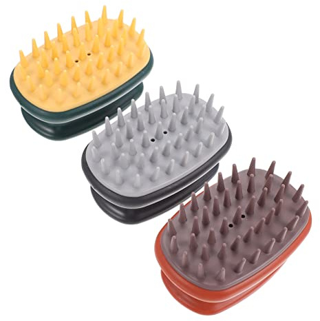 3 Stück Silikon Kopfhautmassagebürste mit Abs und Doppelschicht | Großer Zahnabstand, Ergonomischer Griff, Leicht zu Reinigen, 1 Satz mit 3 Massageköpfen