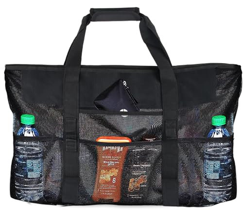 FairyPeach Bolsa Playa Rejilla, BolsaPiscina Grande XXL Familiar, Bolsa de Playa Grande con Cremallera, Bolso Piscina Mujer, Mochila PlayaMujer, Tote BagMujer, Bolsa Piscina, Bolsa PlayaArena