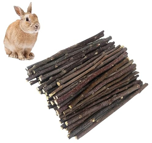 Rynvarl Bâton de Pommier Naturel pour Rongeurs - Jouet à Mâcher 300g pour Lapin et Hamster, Soin Dentaire et Anti-Stress