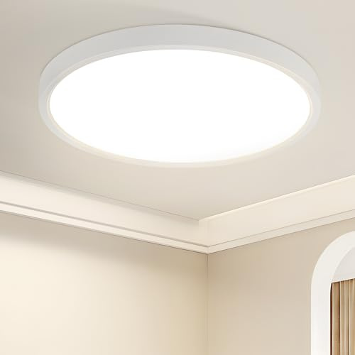 Laittiin Deckenleuchte LED Deckenlampe Badezimmer - 15W Rund | Badezimmerlampe 18CM Weiß Küchenlampe Flurlampe 4000K Neutralweiß Modern Rund Ultradünn Deckenlampe Schlafzimmer Bad Flur