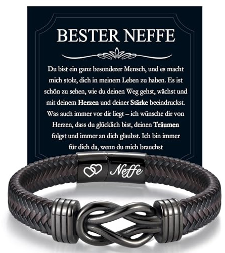 EYQV Geschenk für Männer, Lederarmband für Papa Bruder Sohn Onkel Ehemann Patenonkel, Geschenkideen zum Abschluss Geburtstag Vatertag Herrentag Jahrestag Weihnachten Valentinstag