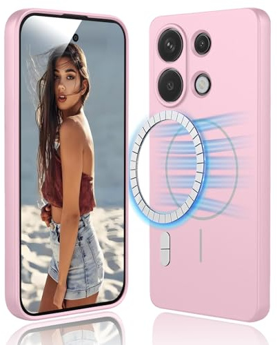 DESSEN Cover Magnetica per Xiaomi Redmi Note 13 Pro 4G / Poco M6 Pro 4G - Custodia in Silicone Liquido Morbido, Antiurto Protezione Case, Compatibile con Accessori Magnetico, Rosa