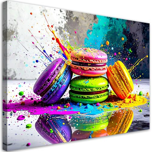 Feeby Wandbilder - Bilder Schlafzimmer - Kekse Makronen Abstrakt - 100x70 1tlg - Wohnzimmer Bild Groß - Wohnungs - Foto Geschenk - Leinwand Wall Art - Wand Deko