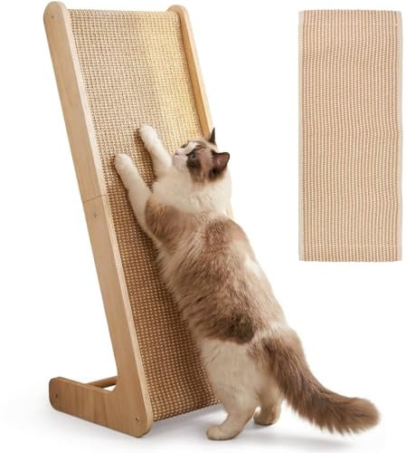 BRRDAQU Kratzbrett Katze L Form Sisal Kratzsäule mit Austauschpad 71,7cm Höhe Kratzpads Möbelschutz für Wand & Ecke Kratzbaum für Wohnungskatzen mit Katzenminze