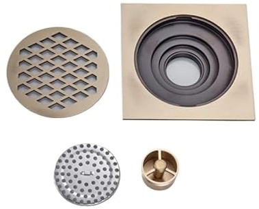 YATINGZHANG Siphon De Sol Drain de Sol Douche en Laiton Noir 15 x cm Couvercle Drain Invisible for Salle Bain carré(Antique)