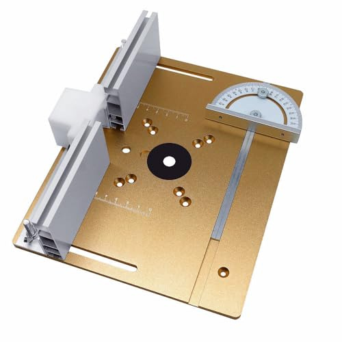 Set aus 3 Aluminiumlegierungs-Router-Tisch-Einsatzplatten Fräs- und Wippbrett für Holzbearbeitung mit Gehrungsschablone Hilfswerkzeug Kantenfräs- Gravurmaschinen Tischsägenbänke