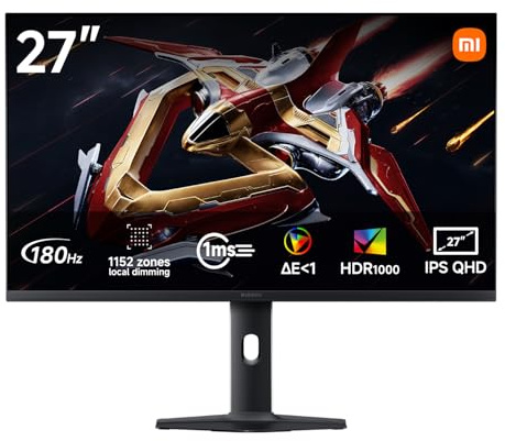 XIAOMI G Pro 27Qi 2026 27 2K Mini-LED Gaming Monitor, 180Hz, 1ms GTG | Fast 1ms GTG, FreeSync, 1152 Local Dimming Zones, 2000nits, 100% sRGB, 95% DCI-P3, Adobe RGB 97%, HDMI 2.0 & DP 1.4
